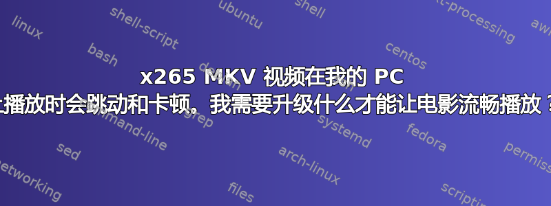 x265 MKV 视频在我的 PC 上播放时会跳动和卡顿。我需要升级什么才能让电影流畅播放？