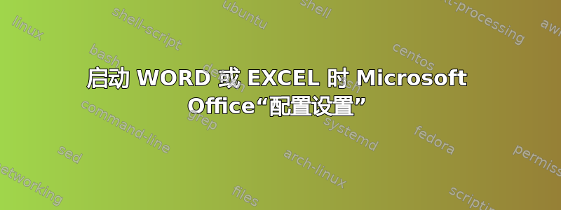 启动 WORD 或 EXCEL 时 Microsoft Office“配置设置”