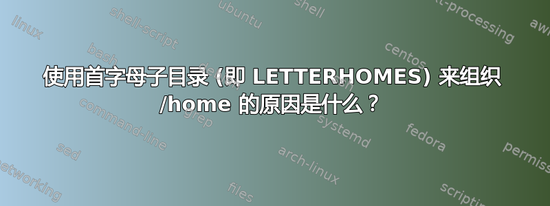 使用首字母子目录 (即 LETTERHOMES) 来组织 /home 的原因是什么？