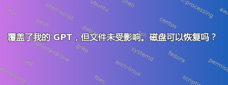 覆盖了我的 GPT，但文件未受影响。磁盘可以恢复吗？