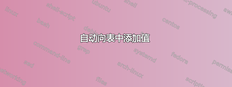 自动向表中添加值