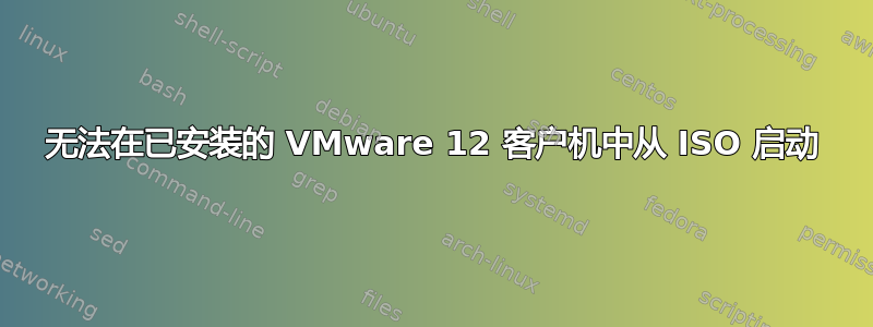 无法在已安装的 VMware 12 客户机中从 ISO 启动