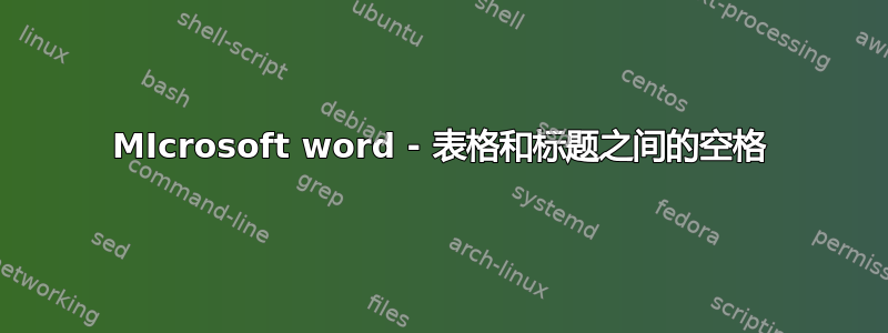 MIcrosoft word - 表格和标题之间的空格