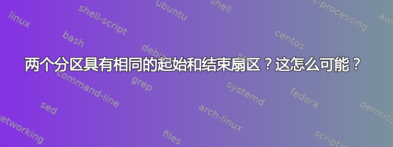 两个分区具有相同的起始和结束扇区？这怎么可能？