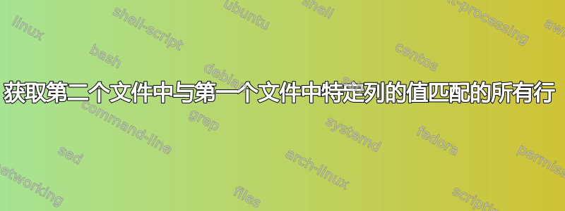 获取第二个文件中与第一个文件中特定列的值匹配的所有行