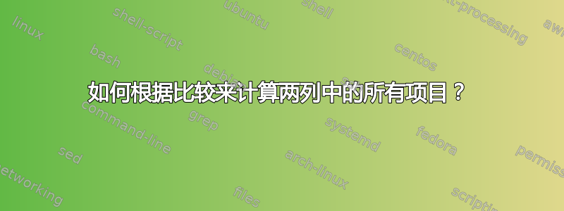 如何根据比较来计算两列中的所有项目？