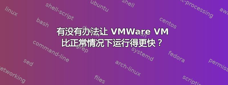 有没有办法让 VMWare VM 比正常情况下运行得更快？