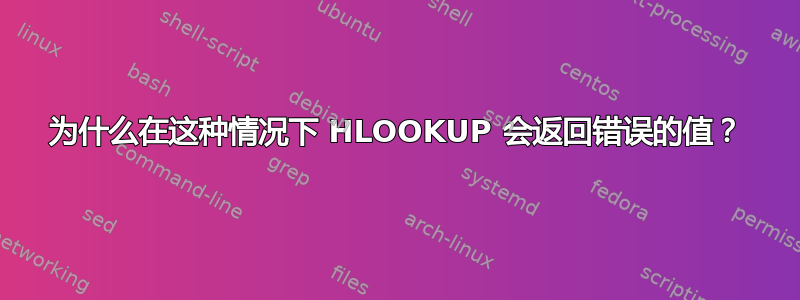 为什么在这种情况下 HLOOKUP 会返回错误的值？