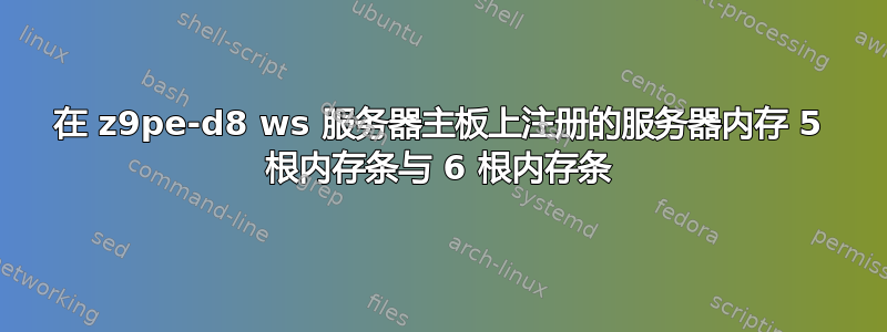 在 z9pe-d8 ws 服务器主板上注册的服务器内存 5 根内存条与 6 根内存条