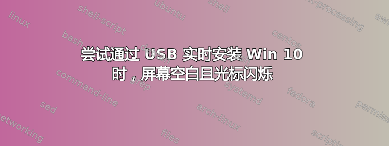 尝试通过 USB 实时安装 Win 10 时，屏幕空白且光标闪烁