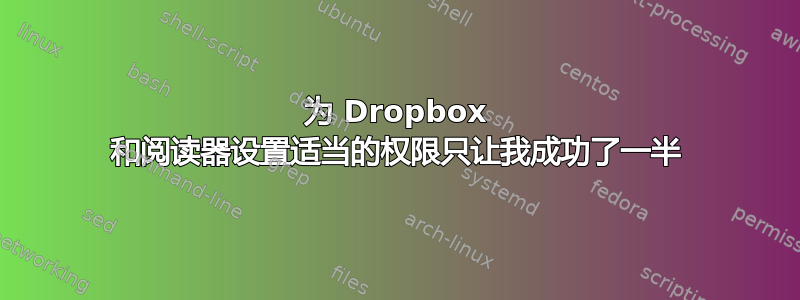 为 Dropbox 和阅读器设置适当的权限只让我成功了一半