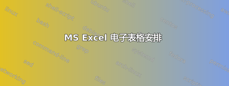 MS Excel 电子表格安排