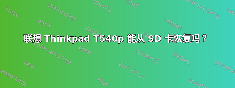 联想 Thinkpad T540p 能从 SD 卡恢复吗？