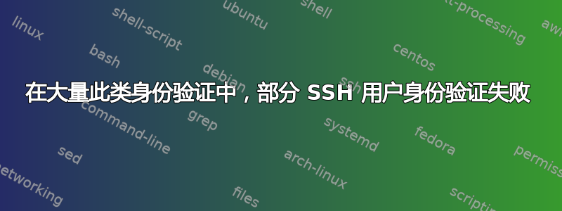 在大量此类身份验证中，部分 SSH 用户身份验证失败