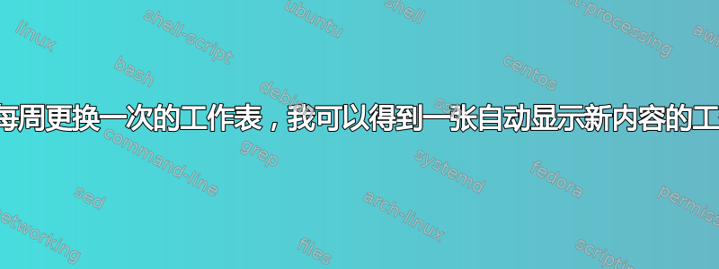 我有一张每周更换一次的工作表，我可以得到一张自动显示新内容的工作表吗？