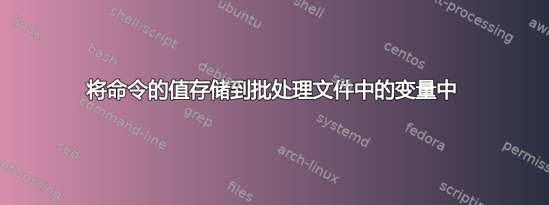 将命令的值存储到批处理文件中的变量中