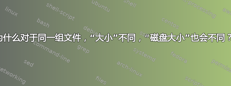 为什么对于同一组文件，“大小”不同，“磁盘大小”也会不同？