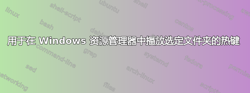 用于在 Windows 资源管理器中播放选定文件夹的热键