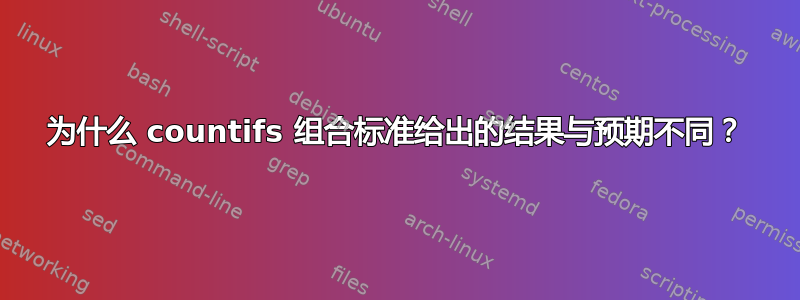 为什么 countifs 组合标准给出的结果与预期不同？