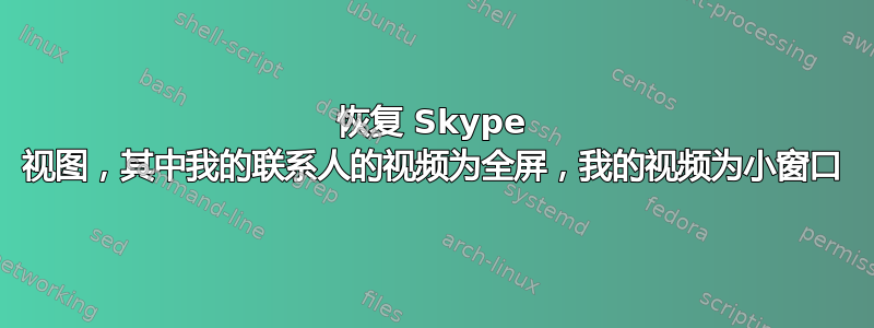 恢复 Skype 视图，其中我的联系人的视频为全屏，我的视频为小窗口