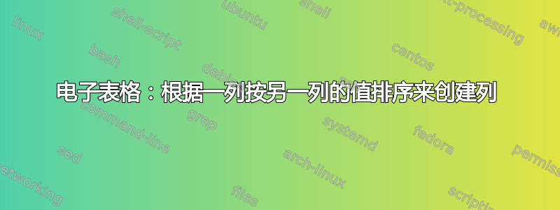 电子表格：根据一列按另一列的值排序来创建列