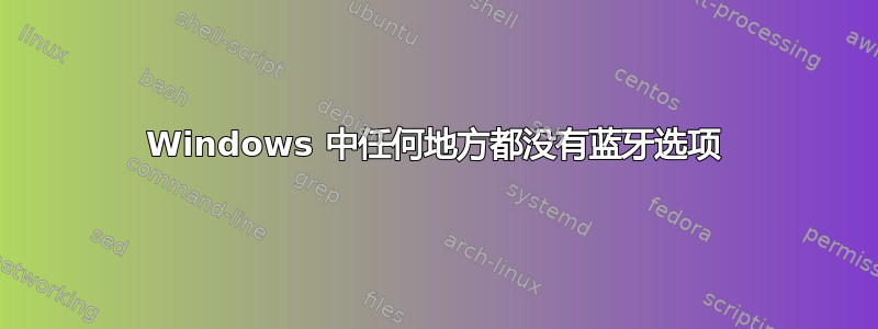 Windows 中任何地方都没有蓝牙选项