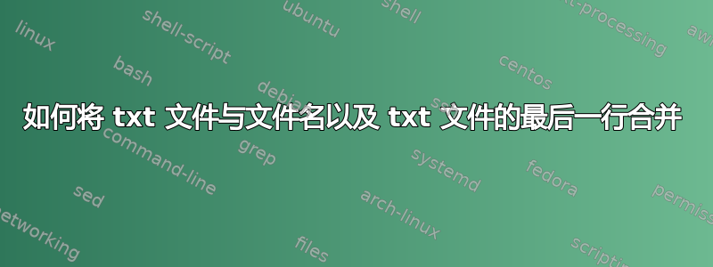 如何将 txt 文件与文件名以及 txt 文件的最后一行合并