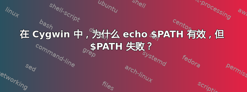 在 Cygwin 中，为什么 echo $PATH 有效，但 $PATH 失败？