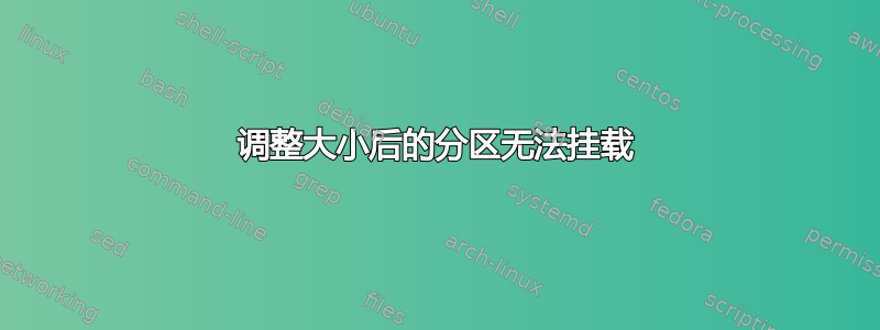 调整大小后的分区无法挂载