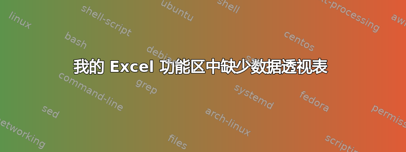 我的 Excel 功能区中缺少数据透视表