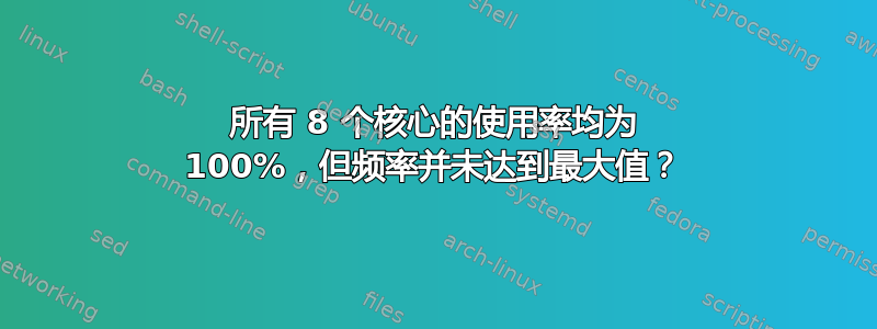 所有 8 个核心的使用率均为 100%，但频率并未达到最大值？