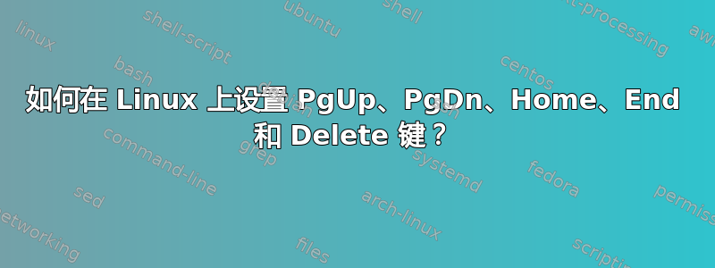 如何在 Linux 上设置 PgUp、PgDn、Home、End 和 Delete 键？