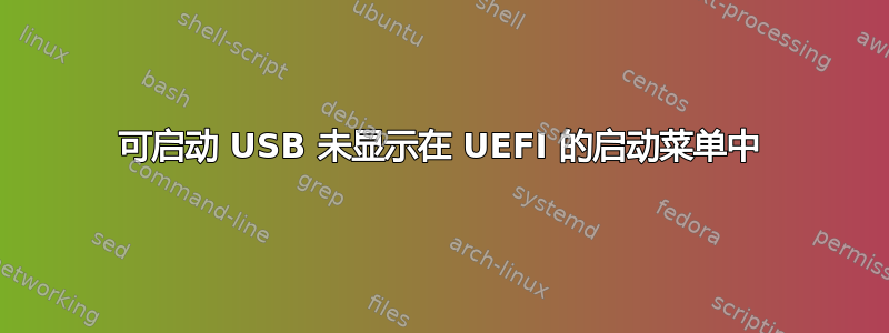 可启动 USB 未显示在 UEFI 的启动菜单中