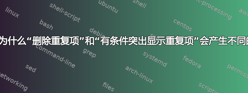 Excel：为什么“删除重复项”和“有条件突出显示重复项”会产生不同的结果？