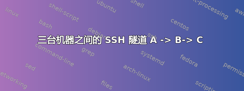 三台机器之间的 SSH 隧道 A -> B-> C