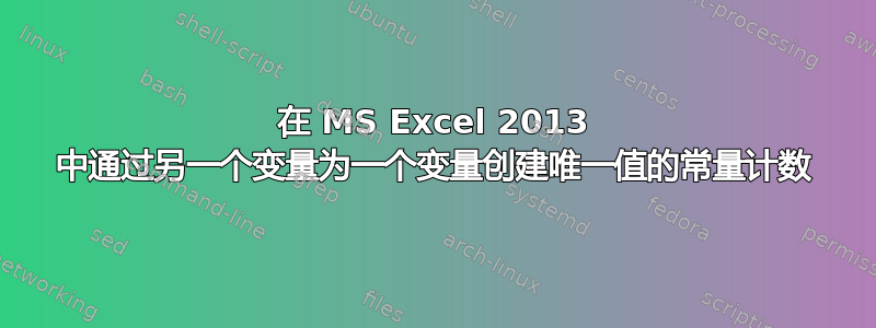 在 MS Excel 2013 中通过另一个变量为一个变量创建唯一值的常量计数