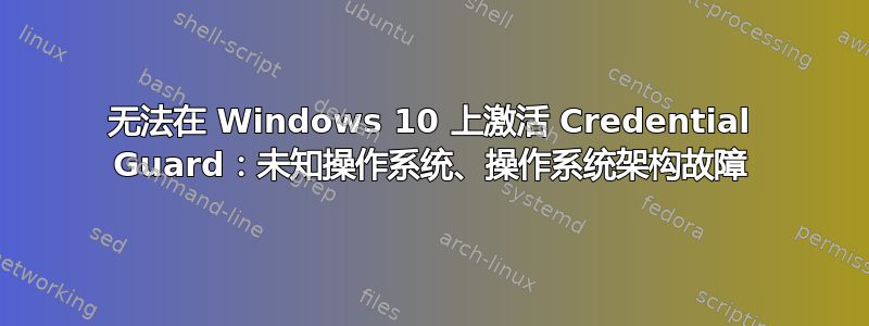 无法在 Windows 10 上激活 Credential Guard：未知操作系统、操作系统架构故障