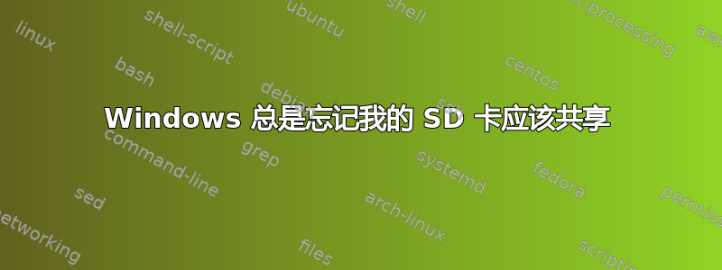 Windows 总是忘记我的 SD 卡应该共享