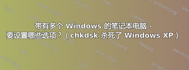 带有多个 Windows 的笔记本电脑 - 要设置哪些选项？（chkdsk 杀死了 Windows XP）