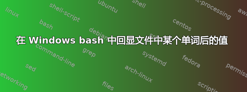 在 Windows bash 中回显文件中某个单词后的值