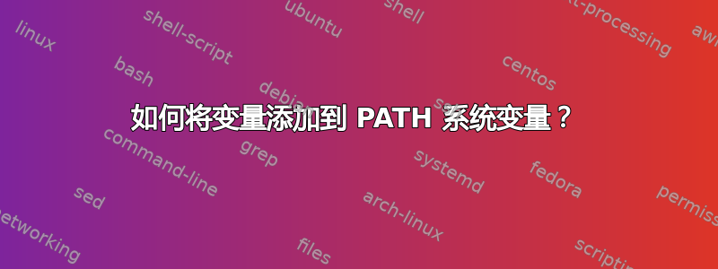 如何将变量添加到 PATH 系统变量？