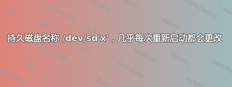 持久磁盘名称 /dev/sd'x'，几乎每次重新启动都会更改