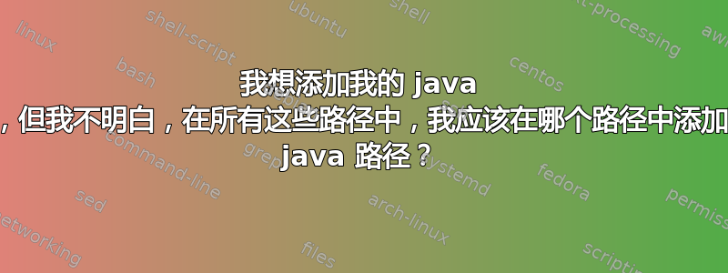 我想添加我的 java 路径，但我不明白，在所有这些路径中，我应该在哪个路径中添加我的 java 路径？