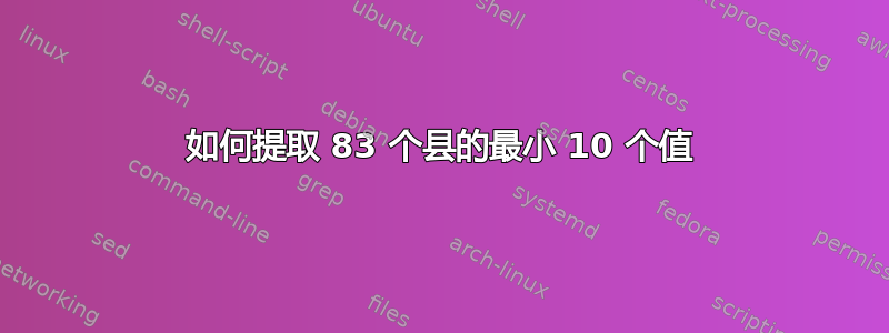 如何提取 83 个县的最小 10 个值