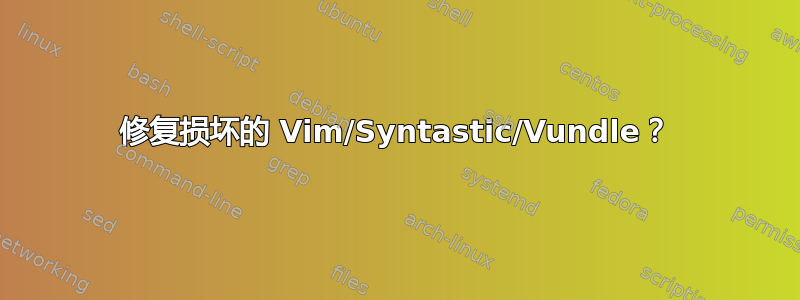 修复损坏的 Vim/Syntastic/Vundle？