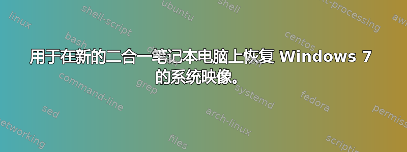 用于在新的二合一笔记本电脑上恢复 Windows 7 的系统映像。