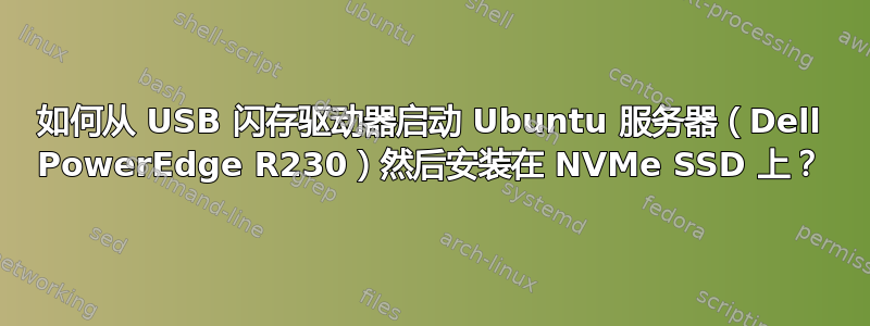 如何从 USB 闪存驱动器启动 Ubuntu 服务器（Dell PowerEdge R230）然后安装在 NVMe SSD 上？