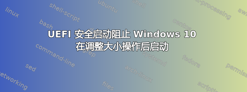 UEFI 安全启动阻止 Windows 10 在调整大小操作后启动