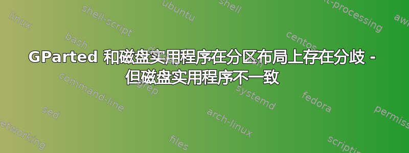 GParted 和磁盘实用程序在分区布局上存在分歧 - 但磁盘实用程序不一致