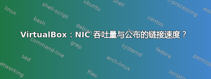 VirtualBox：NIC 吞吐量与公布的链接速度？